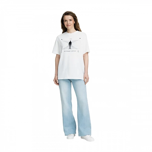Футболка На одной орбите c принтом, классический крой,  unisex, белая, 180 г, Триколор, размер S